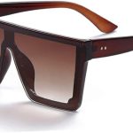 Square Oversized Sunglasses for Women Men Fashion Flat Top Big Black Frame Shades