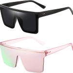 Square Oversized Sunglasses for Women Men Fashion Flat Top Big Black Frame Shades