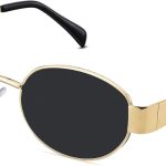 Retro Oval Sunglasses for Women Men - Trendy Gold Sun Glasses - Fashion Metal Frame Shades