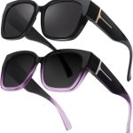 Fit Over Glasses Sunglasses for Women, Trendy Oversized Polarized Wear Over Sun Glasses with UV400 Protection（2 Pack）