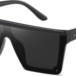 Square Sunglasses for Women Men Fashion Big Frame Flat Top Sun Glasses Mirror Lens